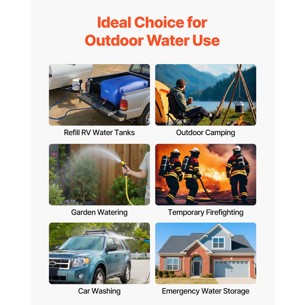 VEVOR Water Storage Bladder 105.7 Gallon Large Capacity Water Bag, Portable & Collapsible Soft Waters Container, Leakproof & Tear-Resistant PVC Emergency Waters Storage Tank for RV Truck & Outdoor Use