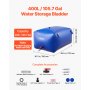 VEVOR Water Storage Bladder 105.7 Gallon Large Capacity Water Bag, Portable & Collapsible Soft Waters Container, Leakproof & Tear-Resistant PVC Emergency Waters Storage Tank for RV Truck & Outdoor Use