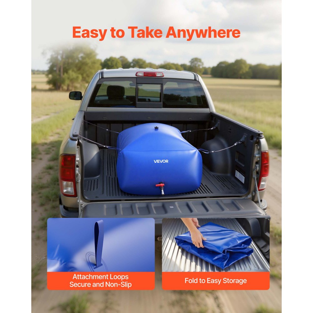 VEVOR Waterzak/Opbergcontainer 540 L, Waterzak gemaakt van duurzaam 1000D PVC, Waterzak, ideaal voor kamperen, tuinirrigatie, campers en noodgevallen, blauw