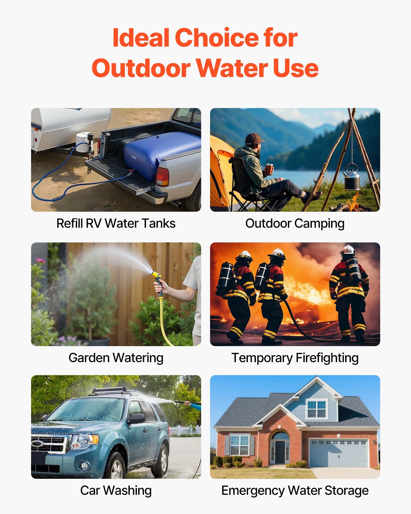 VEVOR Waterzak/Opbergcontainer 540 L, Waterzak gemaakt van duurzaam 1000D PVC, Waterzak, ideaal voor kamperen, tuinirrigatie, campers en noodgevallen, blauw