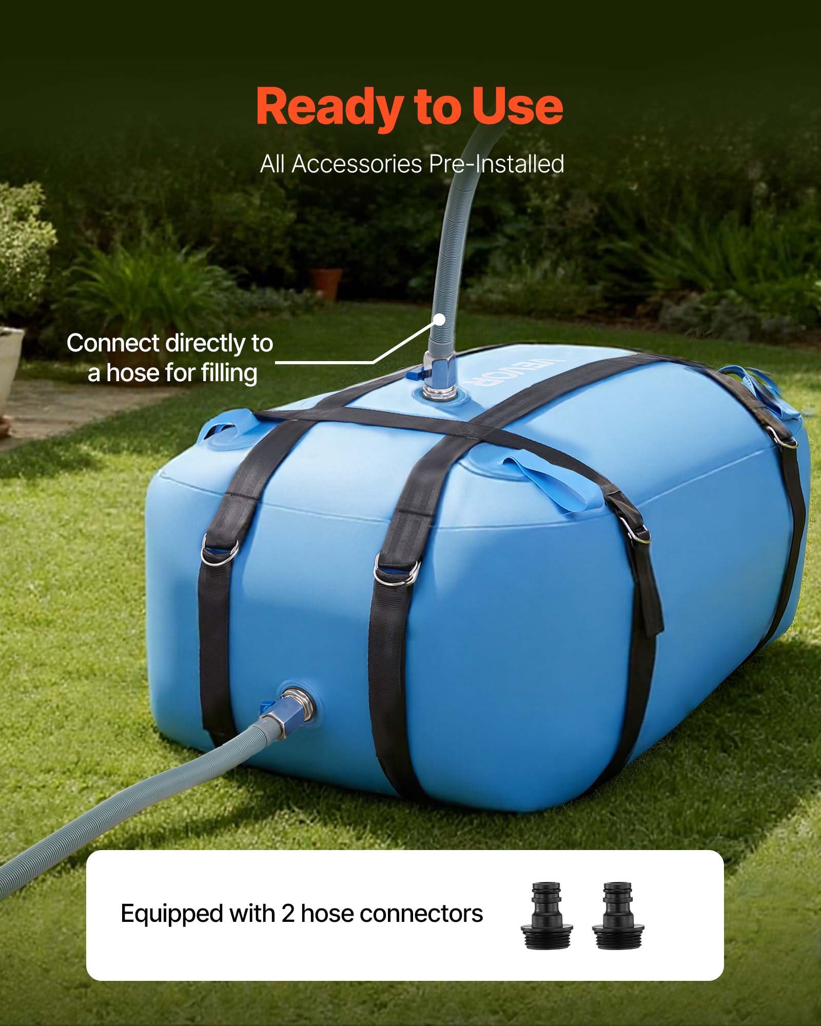 VEVOR Water Storage Bladder, 35 Gallon Large Capacity TPU Soft Water Bag, Portable & Collapsible Water Storage Containers, Leakproof & Wear-Resistant RV Waters Tank for Camping Irrigation Outdoor Use