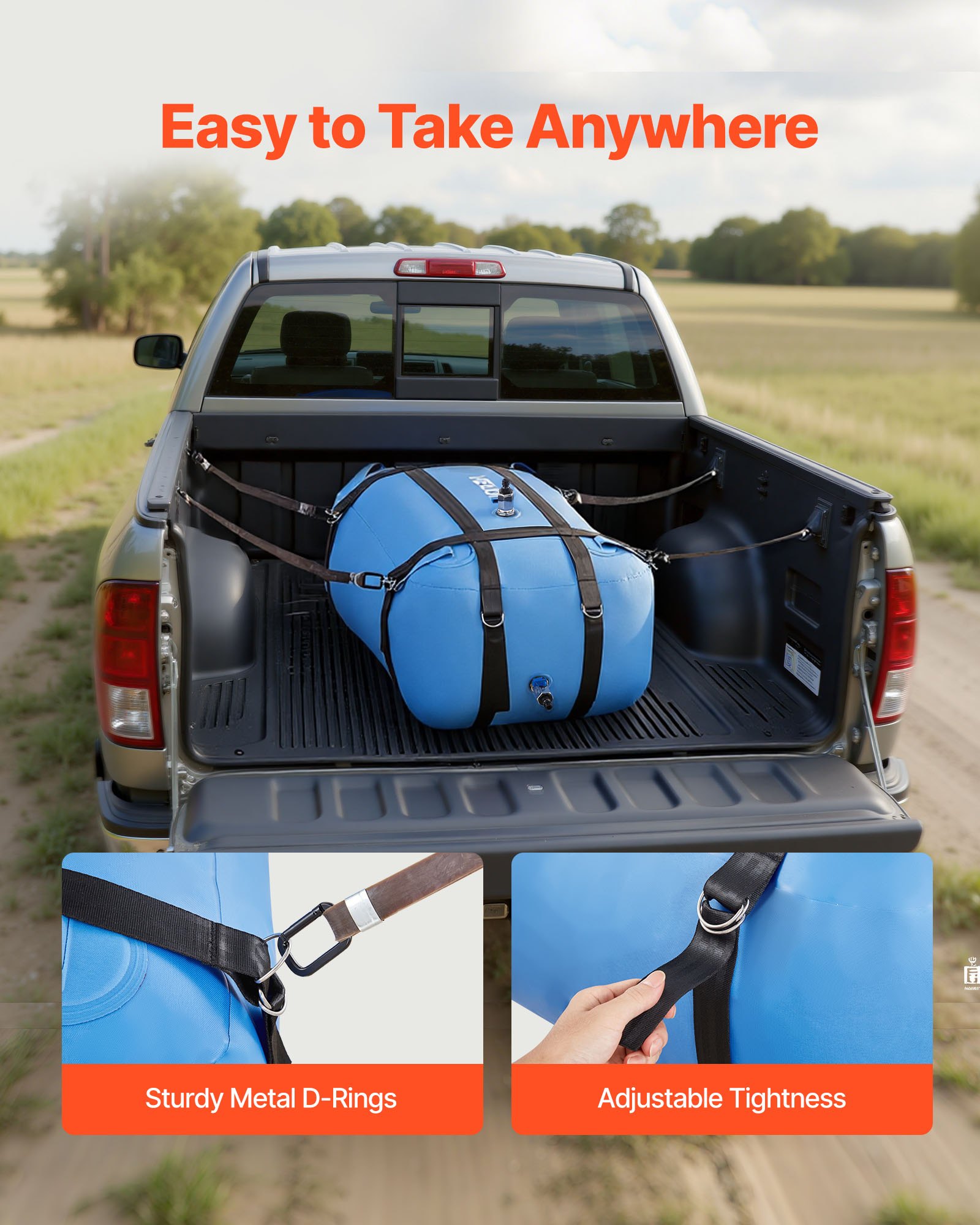 VEVOR Water Storage Bladder, 35 Gallon Large Capacity TPU Soft Water Bag, Portable & Collapsible Water Storage Containers, Leakproof & Wear-Resistant RV Waters Tank for Camping Irrigation Outdoor Use