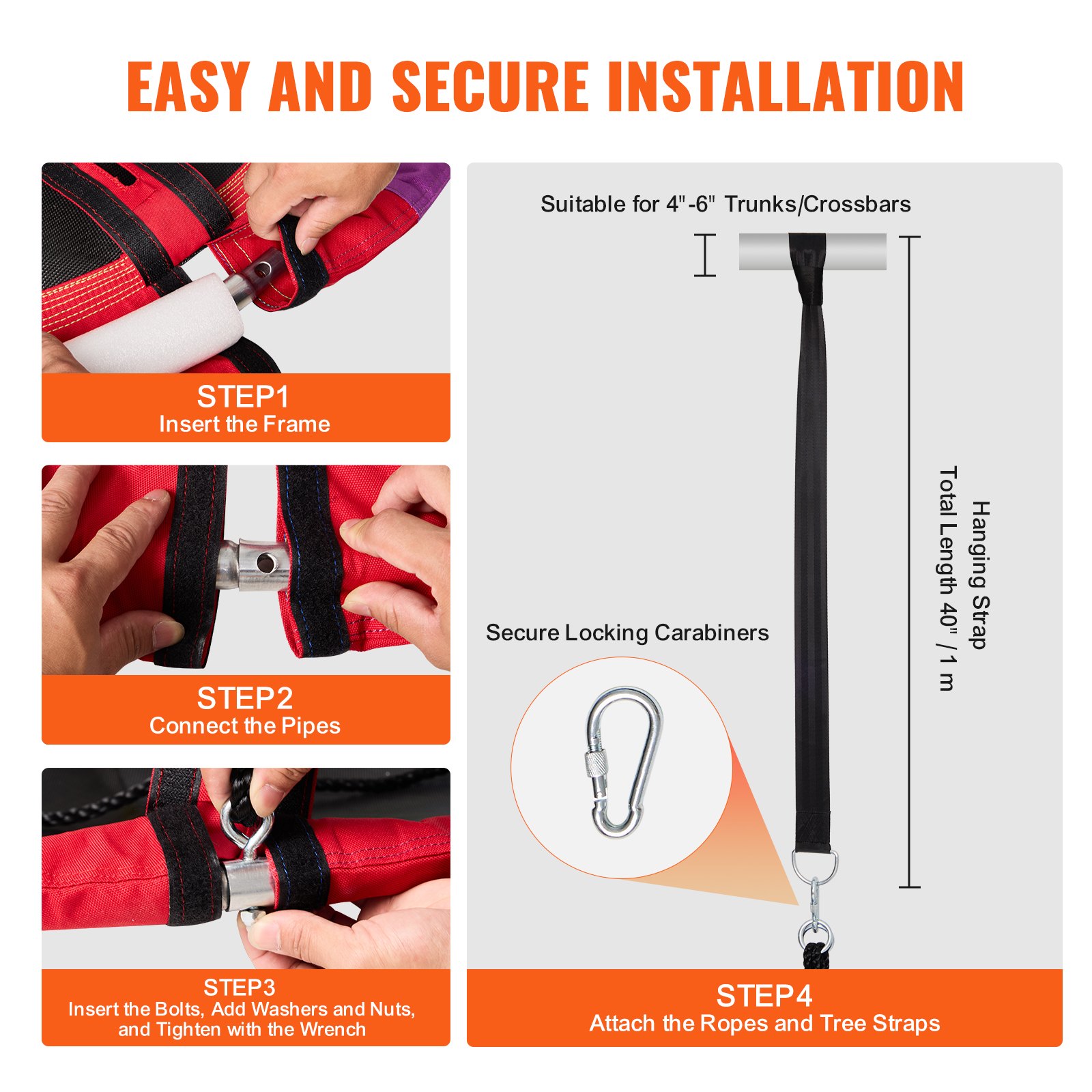 VEVOR Boomschommel, 40-inch schijfschommel, draagvermogen van 750 lbs, schommelzitje van 900D Oxford-stof met 2 boomhangriemen en verstelbare touwen met meerdere strengen, ronde schommelset voor kinderen buiten, veelkleurig