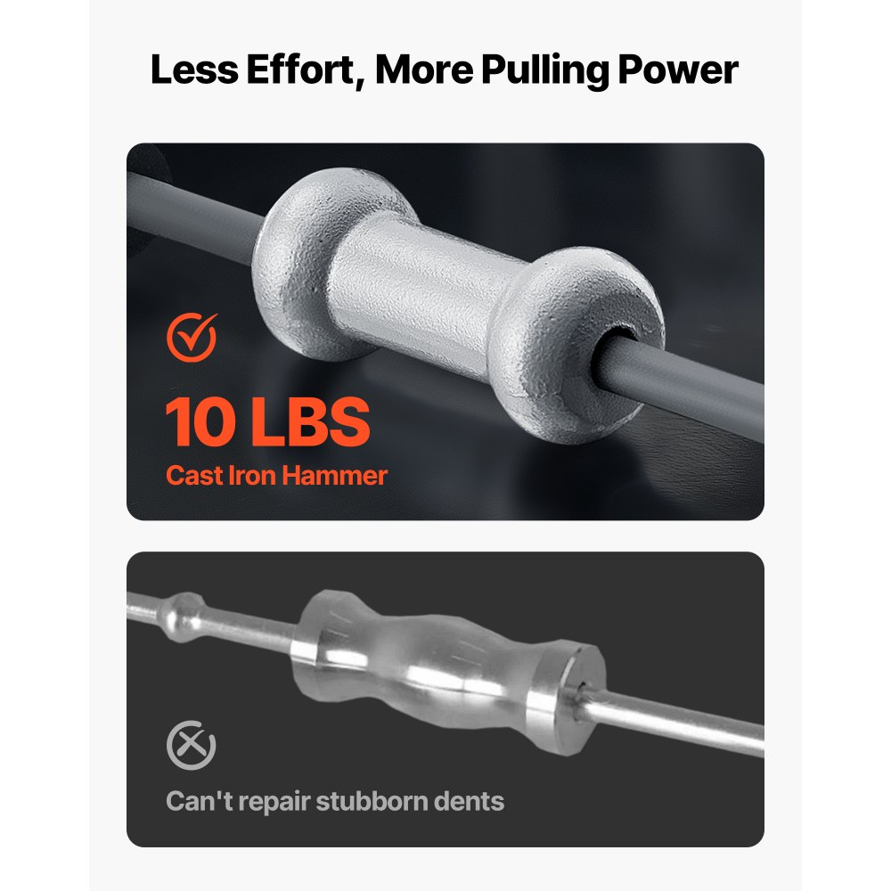 VEVOR Dent Puller Kit, 10 lbs 13-in-1 Slide Hammer Dent Removal Kit, Heavy-Duty Auto Body Truck Repair Automotive Damage Remover Tool Repair Frame with Carrying Case, Extension Rod, Non-Slip Handle