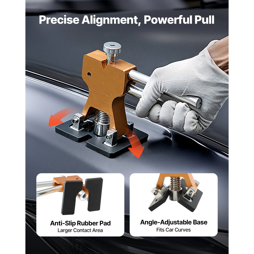 VEVOR Dent Puller Set, 60-delig voor het verwijderen van deuken zonder spuiten, met Golden Lifter, Bridge Puller, Rubberen hamer, Lijmpistool, Hagelschade verwijderingstool op autocarrosserie