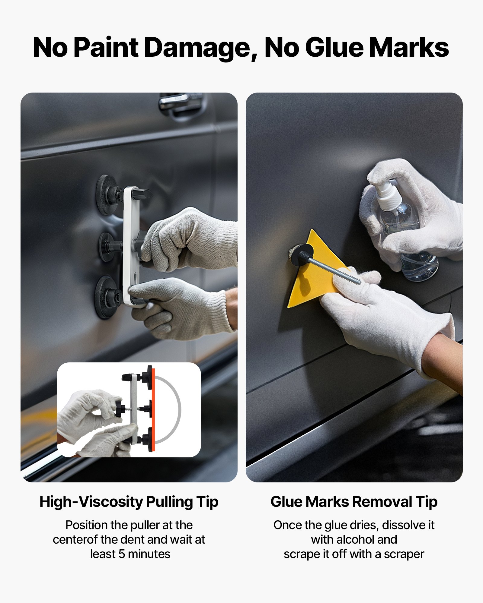 VEVOR Dent Puller Set, 60-delig voor het verwijderen van deuken zonder spuiten, met Golden Lifter, Bridge Puller, Rubberen hamer, Lijmpistool, Hagelschade verwijderingstool op autocarrosserie