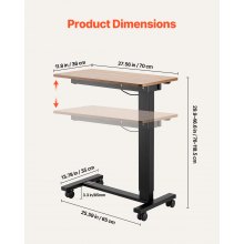 VEVOR Overbedtafel Mobiele bijzettafel Laptoptafel Hoogte verstelbaar Hout