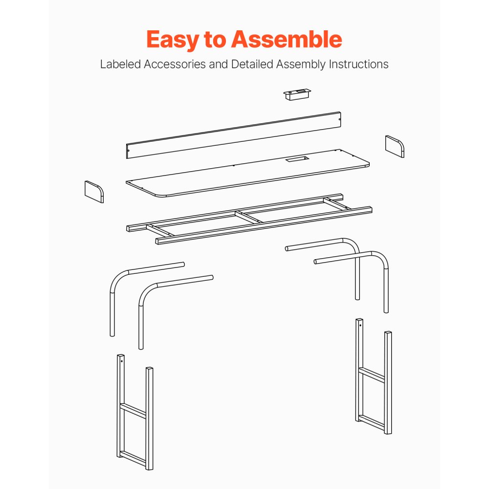 VEVOR Overbed Table, Mobile Bed Side Table with 4 Wheels (2 with Brakes) and Power Socket, Height Adjustable Rolling Laptop Desk, Portable Particleboard Over Bed Desk for Home, Office, Study, Black