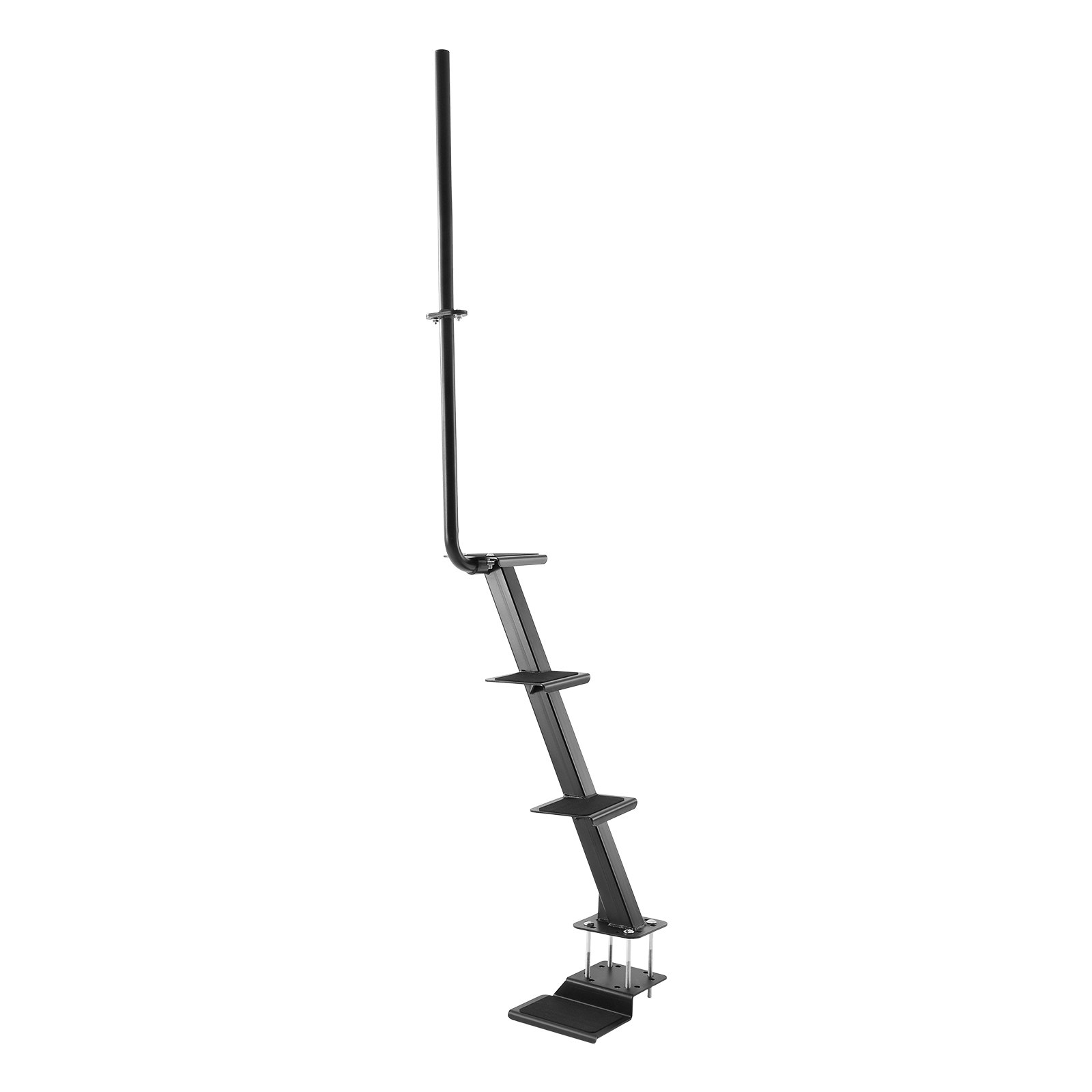 VEVOR Bootaanhangertrap, 4 treden, koolstofstalen bootaanhangertrap met handgreep, antislipoppervlak en een montagehoek van 70°, geschikt voor frames van 3x3/3x5/4x4 inch, vloermontage