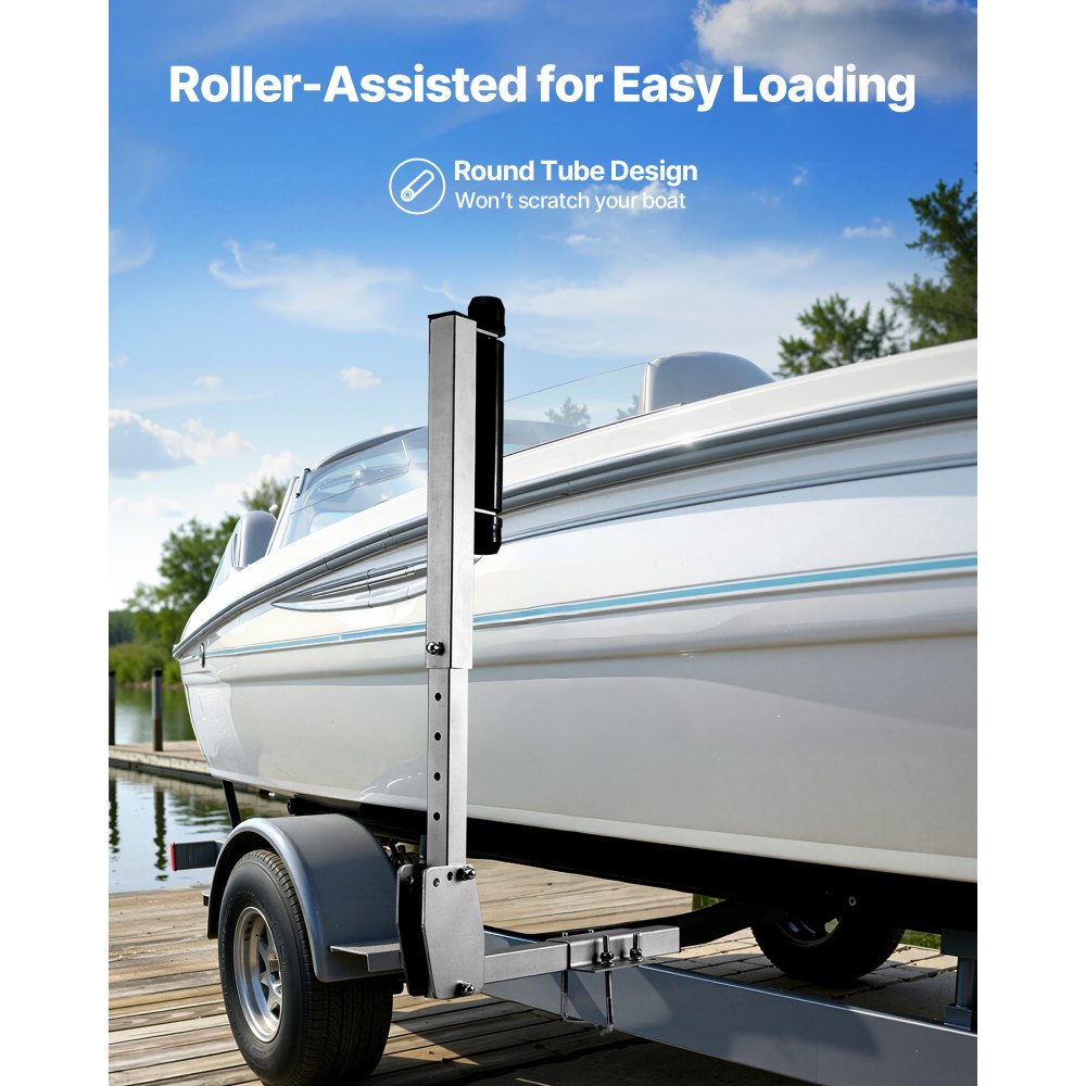 VEVOR Boottrailergeleider 700-1050 mm 8-traps in hoogte verstelbaar, verdikte, zware geleiders met soepel lopende rolgeleider, voor grotere visboten en speedboten vanaf 16 inch