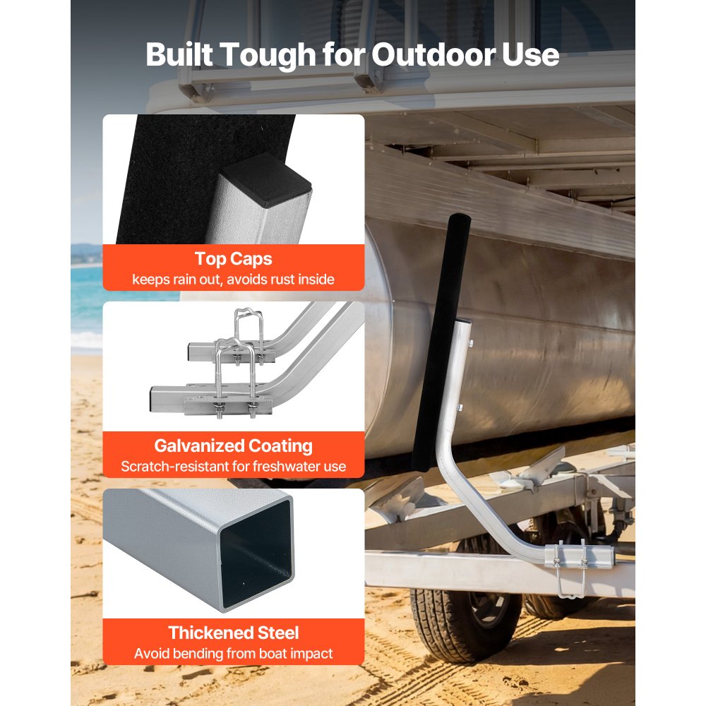 VEVOR boottrailergeleiders, 0-3 cm instelbare breedte, trailergeleider gemaakt van hoogwaardig staal met dikke steunplaten, geschikt voor pontontrailers met steunen (L-profielen/kokerprofielen/C-profielen).