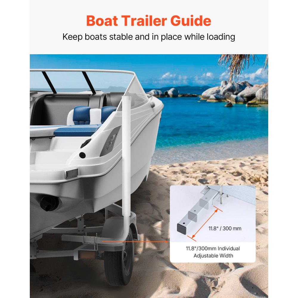 VEVOR L-vormige 1,1 m aanhangerpaal, boottrailergeleider, krukondersteuning, bootgeleider, 30 cm verstelbare breedte, boottrailergeleider, reserveonderdelen en accessoires voor skiboot, visboot, zeilboottrailer