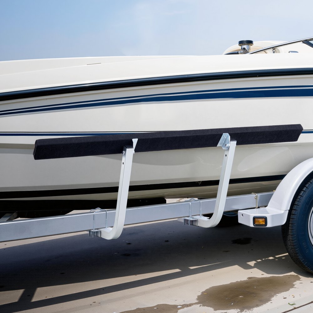 VEVOR boottrailergeleider 425 mm / 475 mm (montagehoogte), 0-18 cm verstelbaar, gemaakt van versterkt staal met dikke steunplaten, voor pontontrailers met steunen (L-profielen/kokerprofielen/C-profielen)