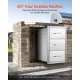 VEVOR Buitenkeuken Laden 40,6 cm B x 72,5 cm H x 52,5 cm D, Vlakke RVS Grill Laden met Drievoudige Toegang en Handvat, Grill Eiland Laden voor Buitenkeukens of Patio Grill Stations