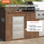 VEVOR Buitenkeuken Laden 40,6 cm B x 72,5 cm H x 52,5 cm D, Vlakke RVS Grill Laden met Drievoudige Toegang en Handvat, Grill Eiland Laden voor Buitenkeukens of Patio Grill Stations