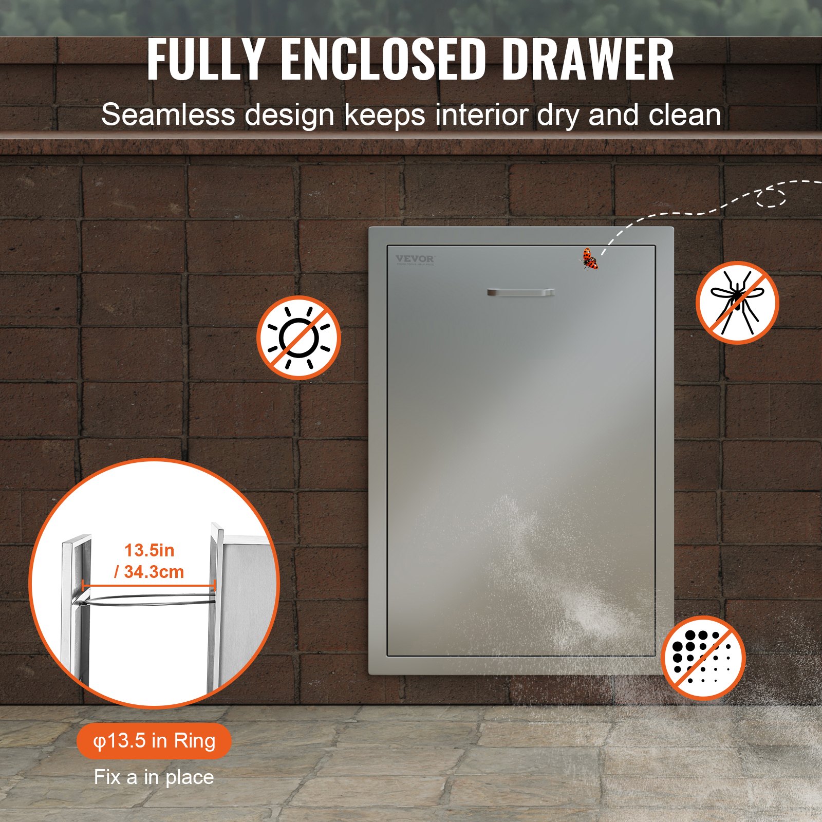 VEVOR Ladekast Trash Drawer With Trash Bag Ring Roll-In Anti-Deformation Waterproof Good