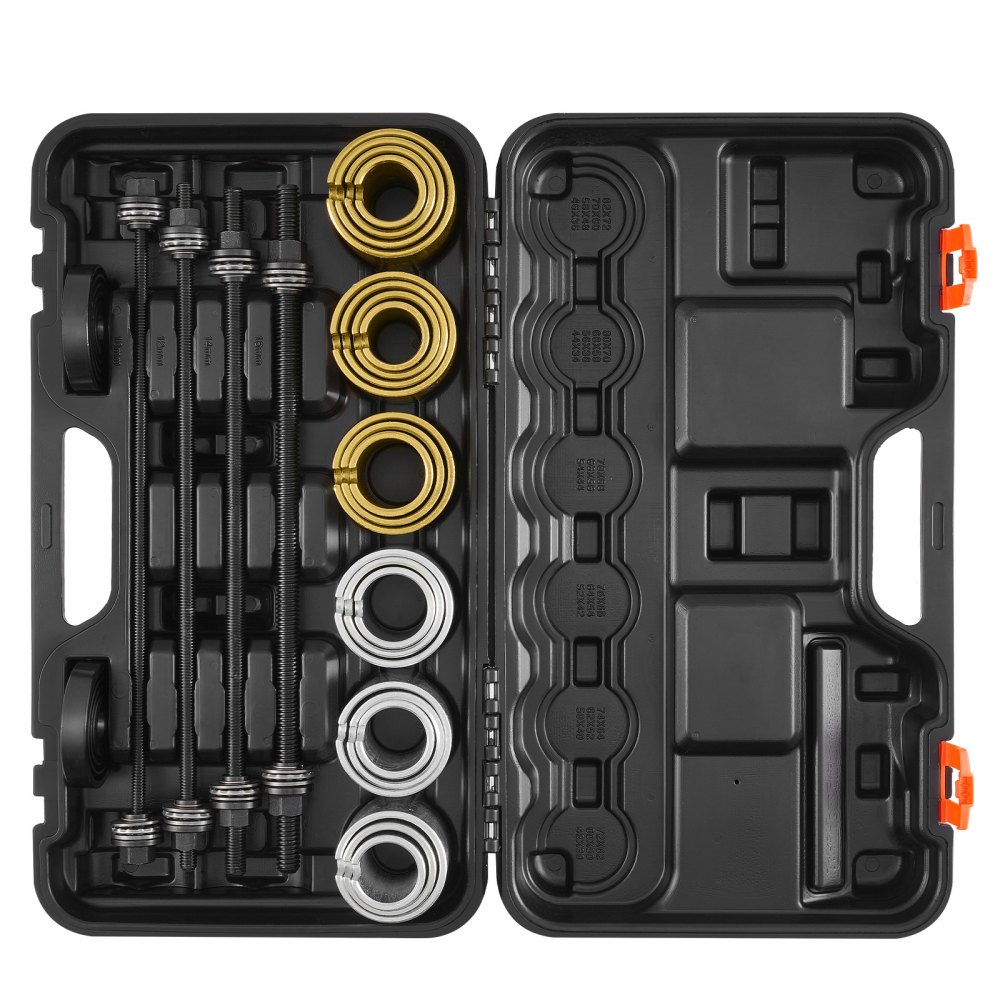 VEVOR 26 PCS Pull and Press Sleeve Kit, Steel Bush Bearing Removal and Installation Set, Bush Removal Insertion Sleeve Tools with Carrying Case, Multi-Vehicle Compatibility for LCV and HGV Engines