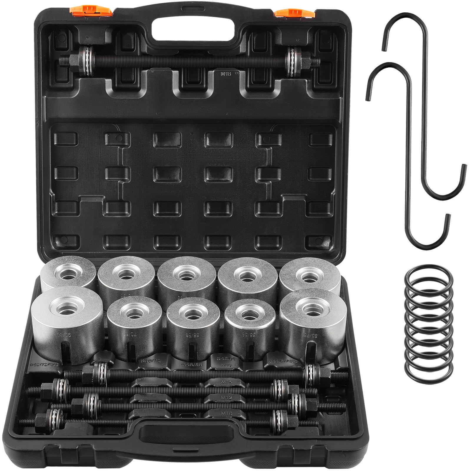 VEVOR 27 PCS Pull and Press Sleeve Kit, Steel Bush Bearing Removal and Installation Set, Bush Removal Insertion Sleeve Tools with Carrying Case, Multi-Vehicle Compatibility for LCV and HGV Engines