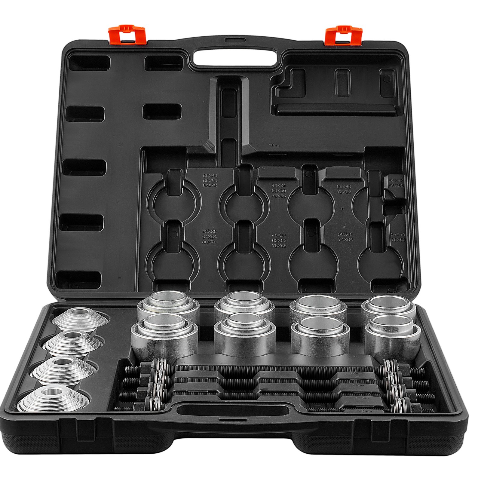 VEVOR 28 PCS Pull and Press Sleeve Kit, Steel Bush Bearing Removal and Installation Set, Bush Removal Insertion Sleeve Tools with Carrying Case, Multi-Vehicle Compatibility for LCV and HGV Engines