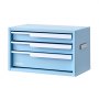 VEVOR Gereedschapskist met 3 laden, draagbare metalen gereedschapskist, blauw, stapelbare gereedschapskist voor werkplaats, garage, kantoor en thuis, stalen frame, 280x150x166 mm, met PVC bescherminzetstukken en magneten