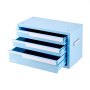 VEVOR Gereedschapskist met 3 laden, draagbare metalen gereedschapskist, blauw, stapelbare gereedschapskist voor werkplaats, garage, kantoor en thuis, stalen frame, 280x150x166 mm, met PVC bescherminzetstukken en magneten