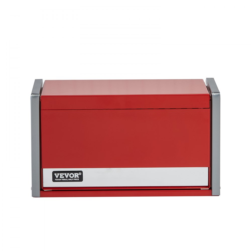 VEVOR Metal Tool Box, 8.6-inch, Portable Metal Tool Box with 3 Drawers, Small Tool Chest with EVA Liners and PP Feet Pads, Heavy-Duty Steel With Ball Bearing Opening and Powder Coated Finish, Red