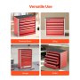 VEVOR Gereedschapskist 218 x 118 x 205 mm, Metalen gereedschapskist met 5 laden, Gereedschapskoffer met EVA-inzetstukken en PP-voetkussens, Robuust staal met kogellageropening en poedercoating, Rood