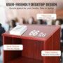 VEVOR Podiumstandaard, 47-inch hostessstandaard met 4 wielen, houten podium met opbergplanken en schuin bureaublad, lessenaars en podia voor kerk, kantoor, school, thuis, bruin