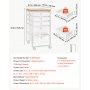 VEVOR rolwagen met 5 lades, verrijdbare container 400x330x635mm, wit, metalen frame, houten tafelblad, handgrepen, zwenkwielen met 2 remmen, opbergwagen voor kantoor, hobbykamer, slaapkamer