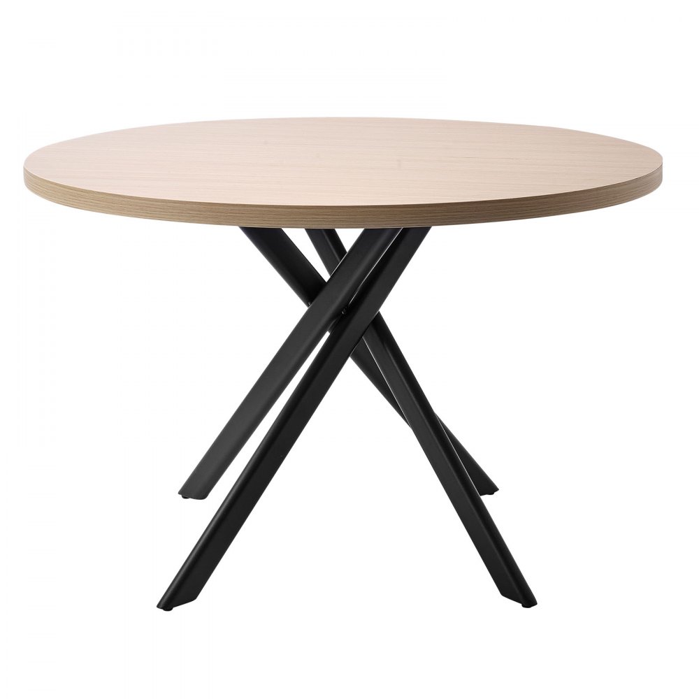 VEVOR 5-Piece Dining Table Set, Space-Saving Round Kitchen Table with 4 Upholstered Orange Chairs, PU Leather Cushions, Modern Wood-Tone Desk with Adjustable Foot Pads for Dining Room, Small Spaces