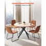 VEVOR 5-Piece Dining Table Set, Space-Saving Round Kitchen Table with 4 Upholstered Orange Chairs, PU Leather Cushions, Modern Wood-Tone Desk with Adjustable Foot Pads for Dining Room, Small Spaces