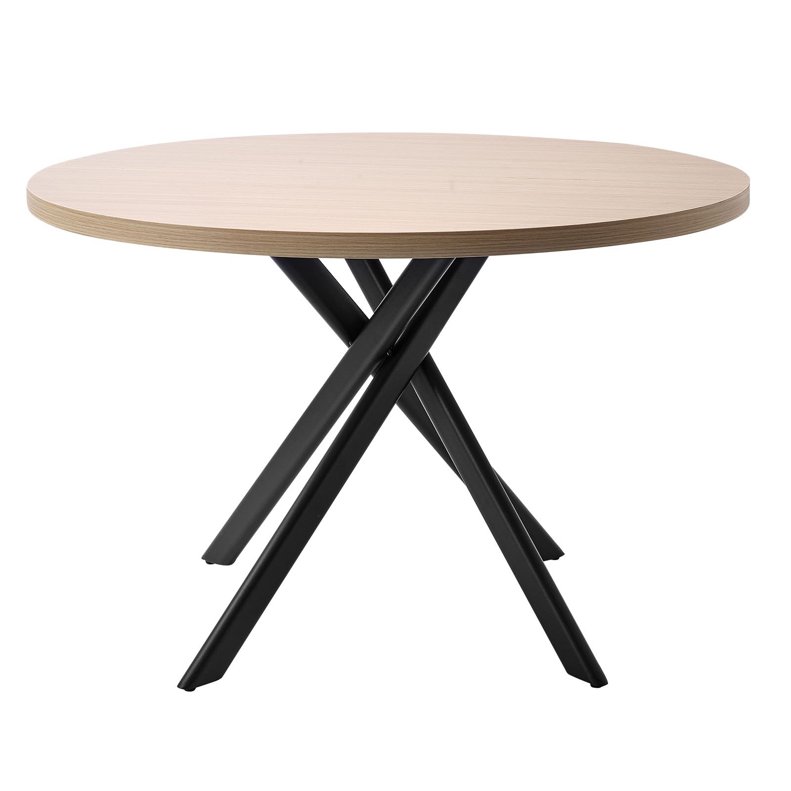 VEVOR 5-Piece Dining Table Set, Space-Saving Round Kitchen Table with 4 Upholstered Orange Chairs, PU Leather Cushions, Modern Wood-Tone Desk with Adjustable Foot Pads for Dining Room, Small Spaces