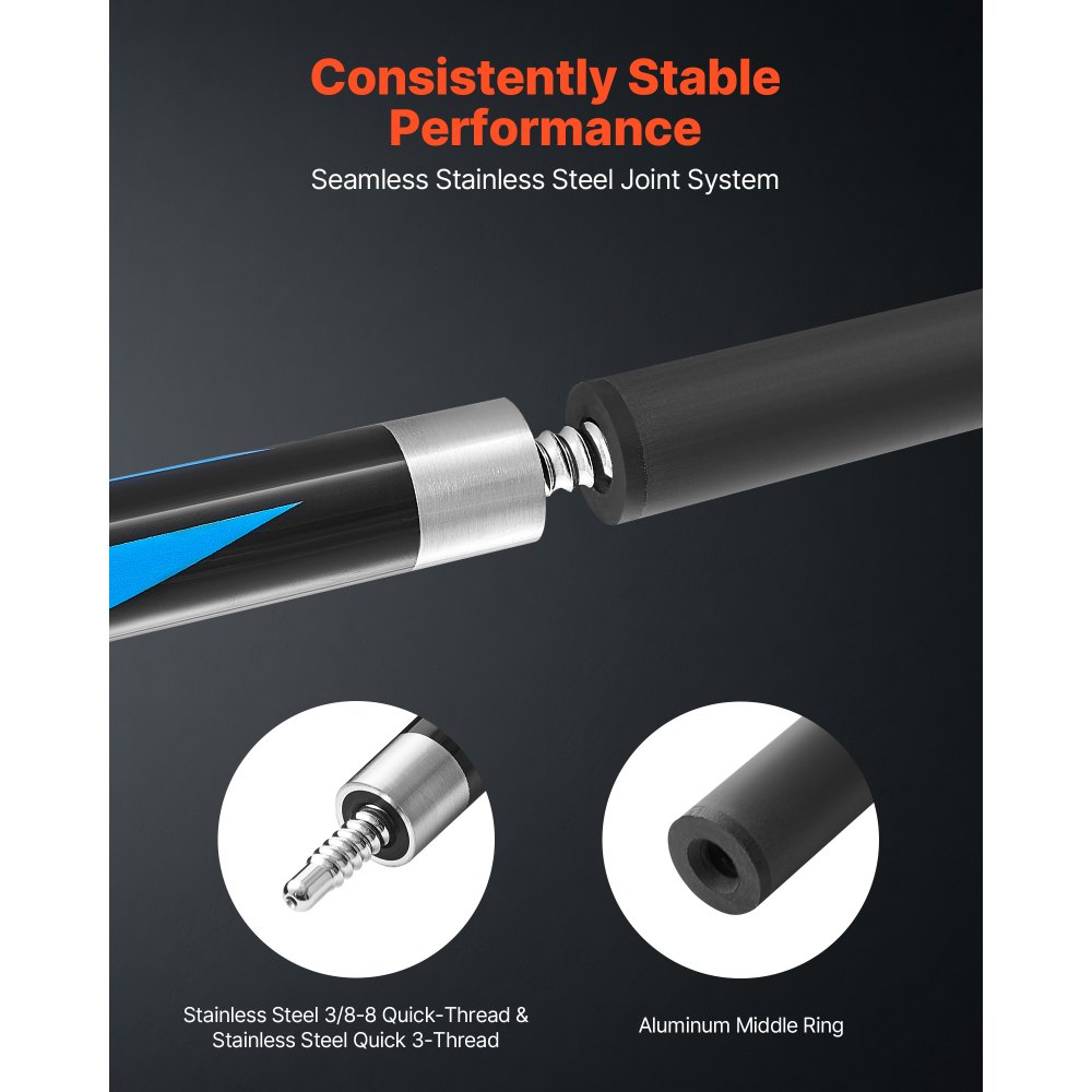 VEVOR Biljartkeu 1 st. (1473,2 mm / 554 g) gemaakt van koolstofvezel + esdoorn, biljartstok met twee-staps ontwerp geschikt voor bar, thuis, kantoor, beginners, biljartliefhebbers, jump break biljartkeu