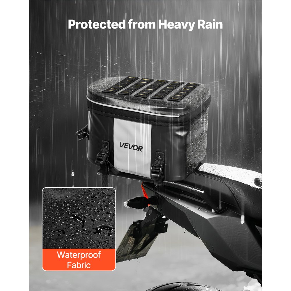 VEVOR Motorfiets zadeltas 28 L waterdicht, achterbanktas voor motorbagage, bagageruimte met zak en verstelbare gesp, universeel passend bagagerek, zwart