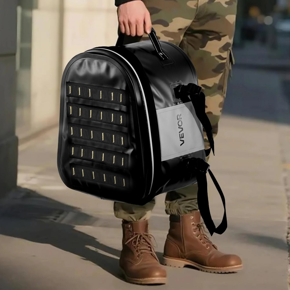 VEVOR Motorfiets zadeltas 28 L waterdicht, achterbanktas voor motorbagage, bagageruimte met zak en verstelbare gesp, universeel passend bagagerek, zwart