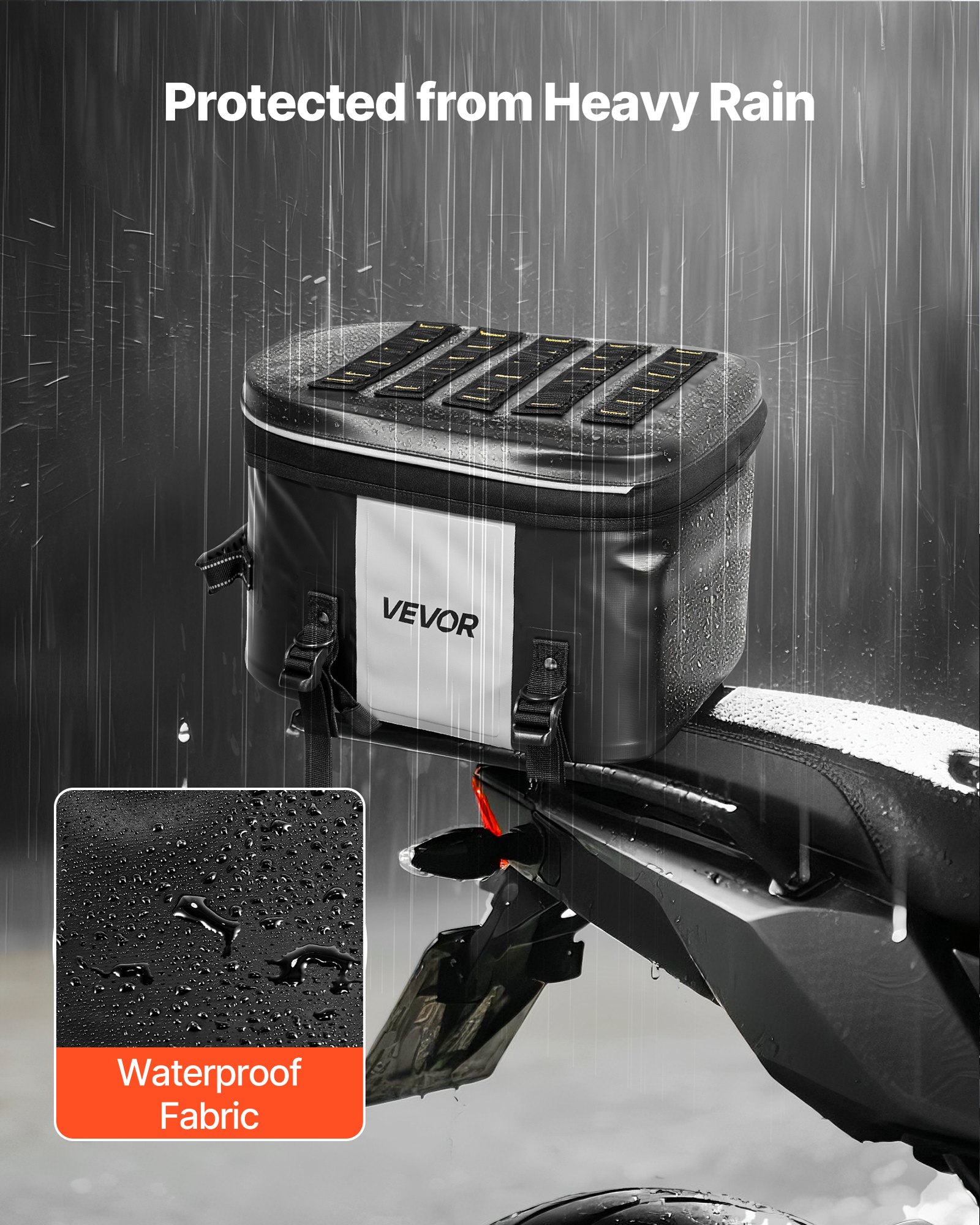 VEVOR Motorfiets zadeltas 28 L waterdicht, achterbanktas voor motorbagage, bagageruimte met zak en verstelbare gesp, universeel passend bagagerek, zwart