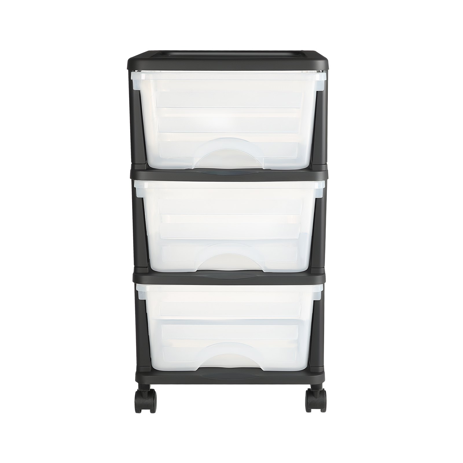 VEVOR Ladewagen Ladekast met 3 lades (17 L / per), Ladekast met wielen Ladekast met doorzichtige containers voor kantoorbenodigdheden Hobbylokalen Klaslokalen