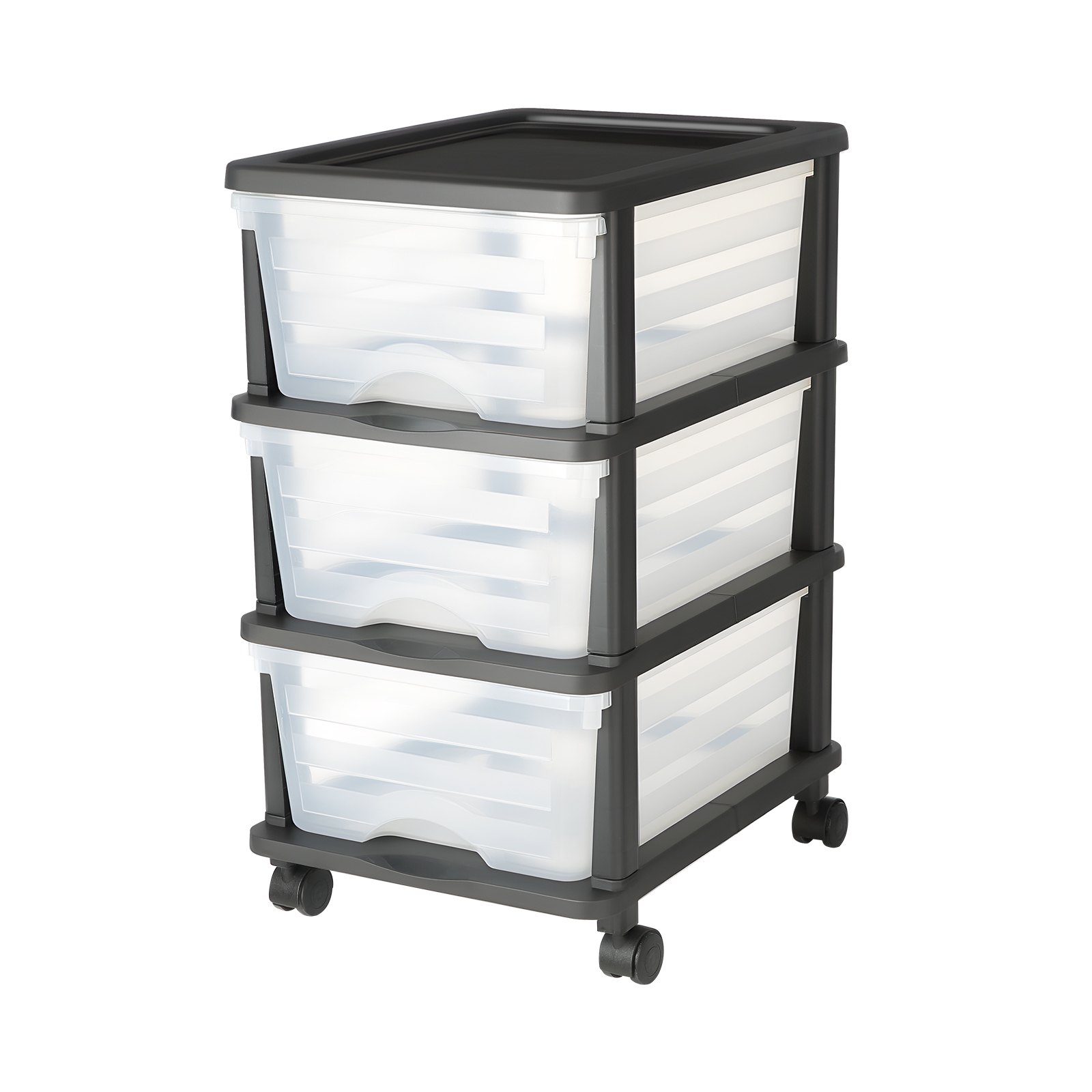 VEVOR Ladewagen Ladekast met 3 lades (17 L / per), Ladekast met wielen Ladekast met doorzichtige containers voor kantoorbenodigdheden Hobbylokalen Klaslokalen