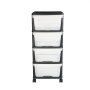 VEVOR Ladekast met 4 laden (17 L / per), ladekast met wielen, ladekast met doorzichtige containers voor kantoorbenodigdheden, knutsellokalen en klaslokalen
