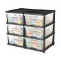 VEVOR Plastic Storage Drawers, 2 Pack Storage Organizer Drawer, 6 Drawers Closet Organization and Storage Dividers, Dresser Organizer Clear Bins for Office Supplies, Craft Rooms, Classrooms and Home