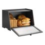 VEVOR Bread Box for Kitchen Counter, Large Capacity Bamboo Bread Storage Container, Farmhouse Wooden Breadbox Organizer for Homemade Bread, Storage Holder Bin with Acrylic Wavy Door Panel, Black