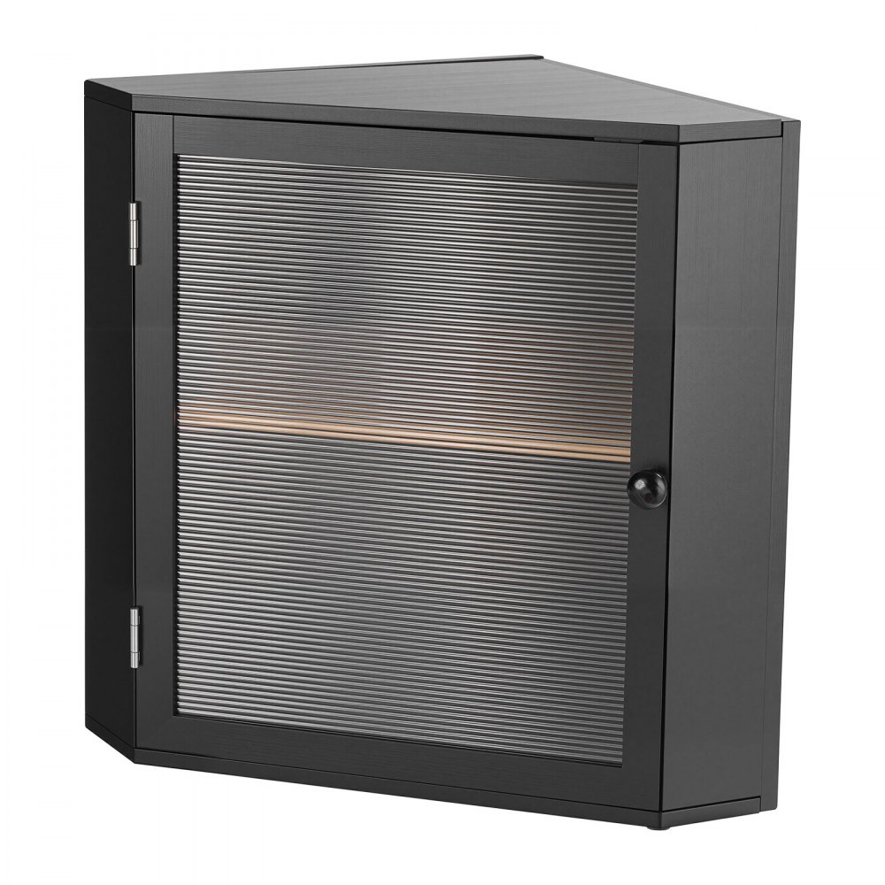 VEVOR Hoekbrooddoos, Dubbellaagse Broodcontainer, Brooddoos Organizer van Hout voor Zelfgebakken Brood, Opbergdoos met Deurpaneel van Gegolfd Acryl, Broodbewaring, Zwart