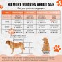 dog size chart for VEVOR dog wheelchair with measurements for extra small, small, middle, and large sizes.