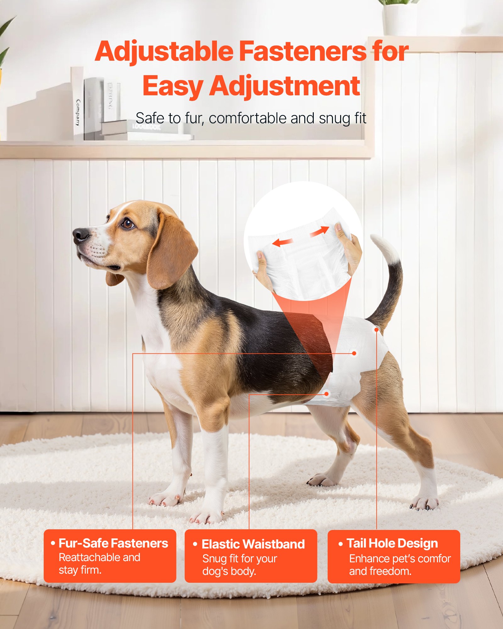 VEVOR Disposable Dog Diapers, Super Absorbent Female Dog Diapers, 360° Leak-Proof Female Doggy Pet Diaper with Wetness Indicator for Heat Period, Training, Incontinence - S, 96 Count (2 Packs of 48)