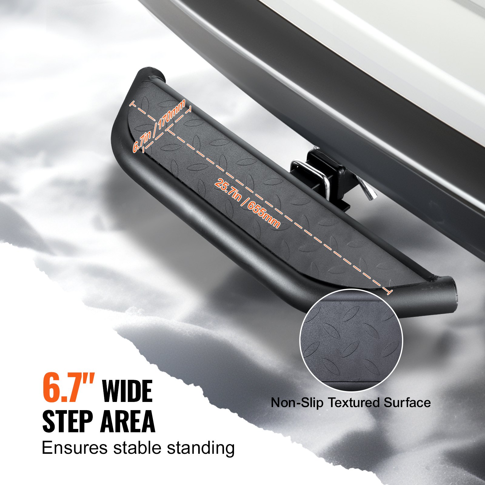 VEVOR Trailer Hitch Step voor 50,8 mm ontvangers, Truck Hitch Step van staal met een draagvermogen van 158,7 kg, Hitch Step achterklep Step Trailer Hitch Step voor pick-up trucks SUV's