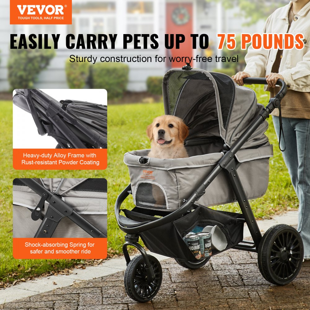 VEVOR Dog Bike Trailer, Supports up to 66 lbs, Pet Cart Bicycle