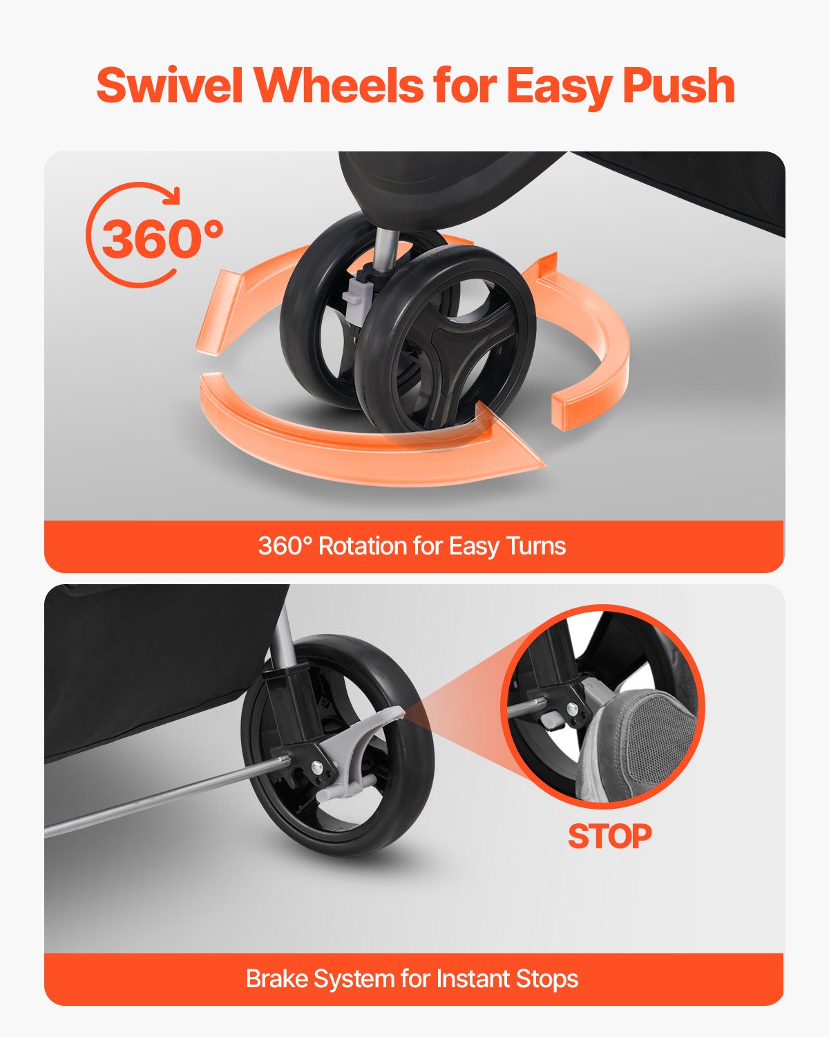 VEVOR Pet Stroller, 35 lbs Weight Capacity, Foldable Dog Stroller Cart, 3 Wheels Cats Stroller with Mesh Windows and Cup Holders, Portable Pet Carrier Stroller with Brake, for Small to Medium Pets