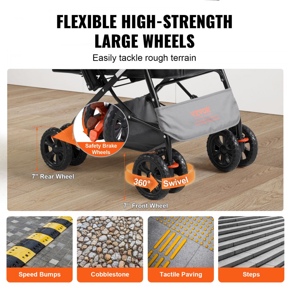 VEVOR Hondenbuggy 50x85x97cm Hondenkar 20kg Laadvermogen Opvouwbare hondentrolley Aluminium frame 600D Oxford-stof Nylon gaas Venster 4 EVA-wielen Hondenkrat Dierenbuggy Katbuggy Huisdierentransport