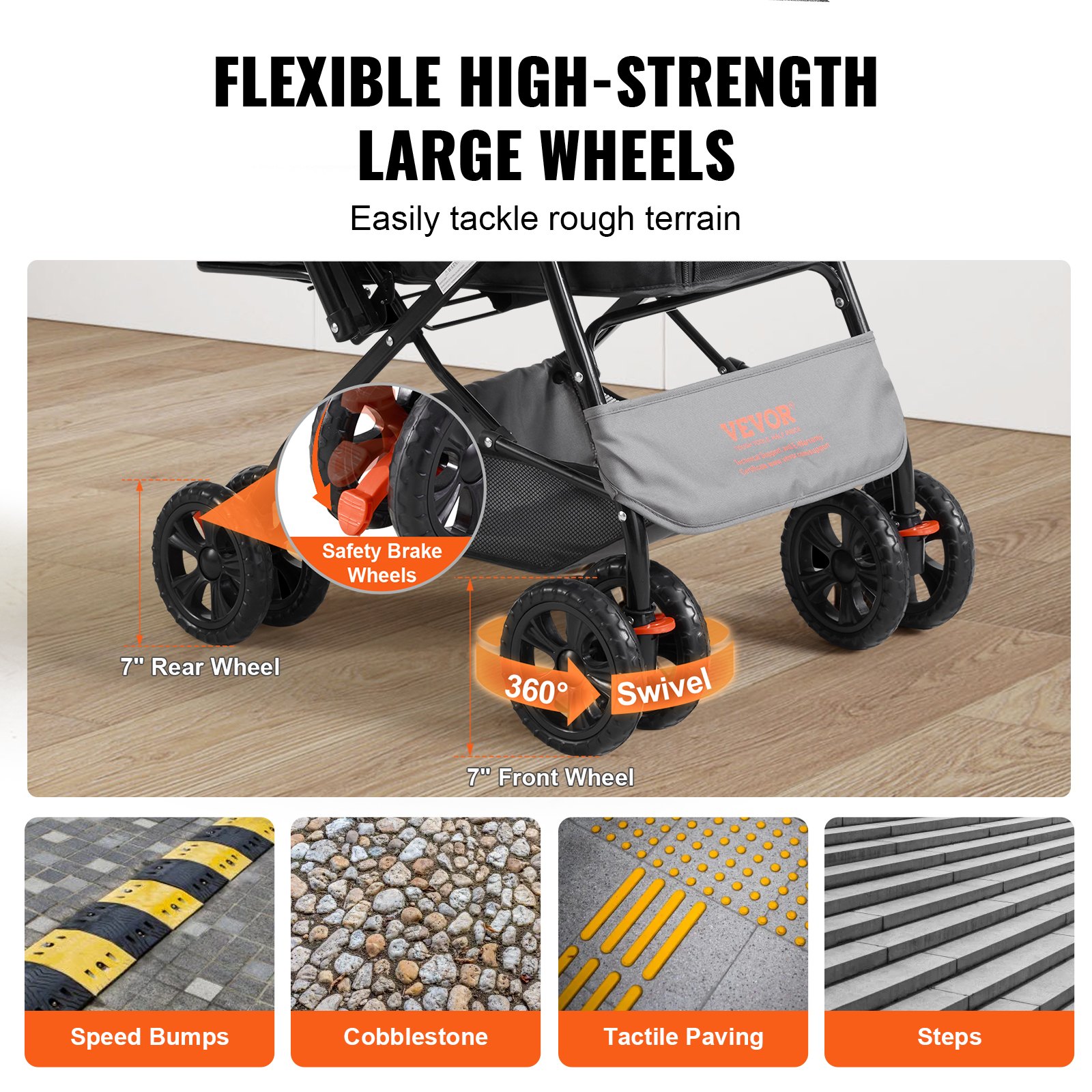 VEVOR Hondenbuggy 50x85x97cm Hondenkar 20kg Laadvermogen Opvouwbare hondentrolley Aluminium frame 600D Oxford-stof Nylon gaas Venster 4 EVA-wielen Hondenkrat Dierenbuggy Katbuggy Huisdierentransport