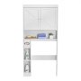 VEVOR Toiletkast Badkamerkast met dubbele deur en verstelbare plank, ruimtebesparende badkamerkast met 3 niveaus boven het toilet met open plank, 1713x815x195 mm Opbergkast Wit